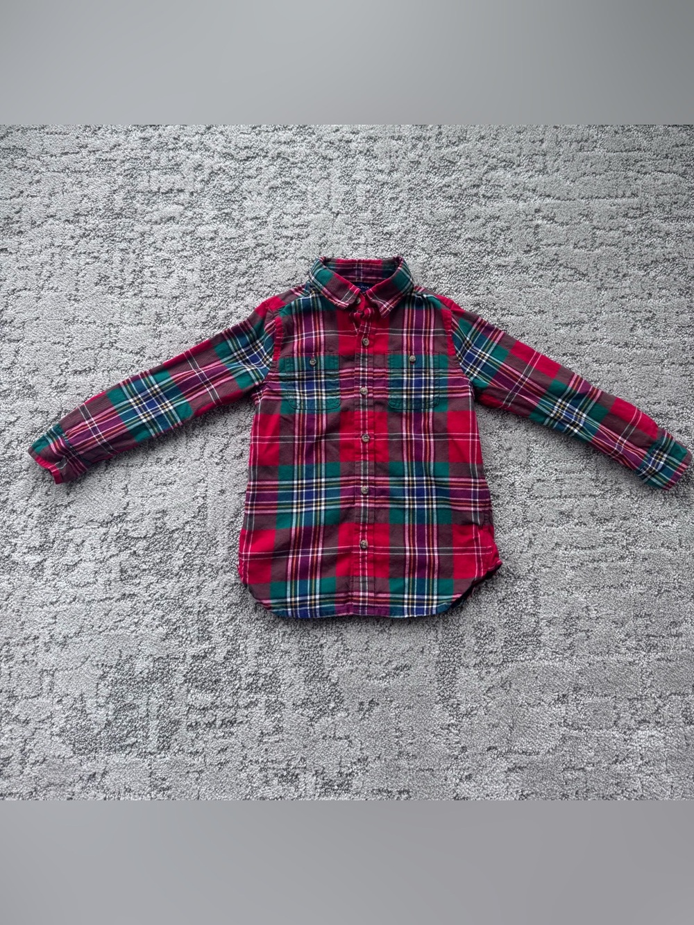 Janie and Jack Red and Green Plaid Button-Down Shirt
